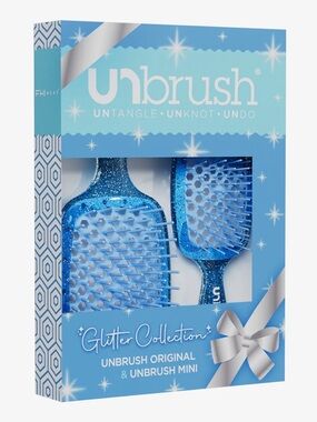 UNbrush Sapphire Glitter Collection Duo Set- full & mini size, limited edition